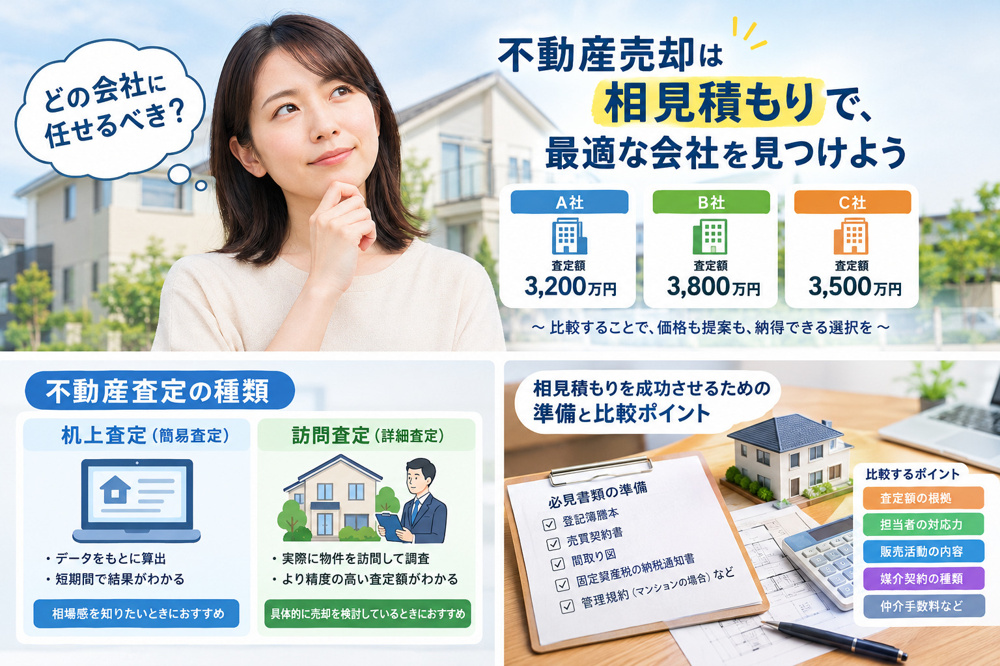 不動産売却の相見積もりは必要？比較のコツと安心して任せる会社の選び方の画像