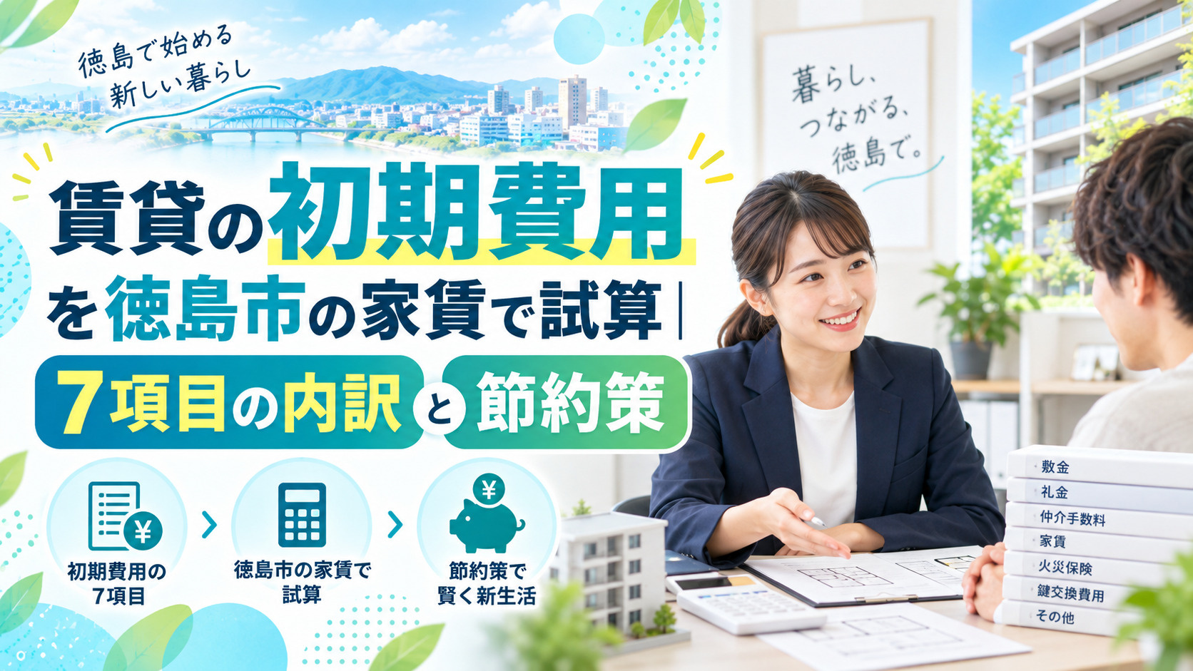 賃貸の初期費用を徳島市の家賃で試算|7項目の内訳と節約策の画像