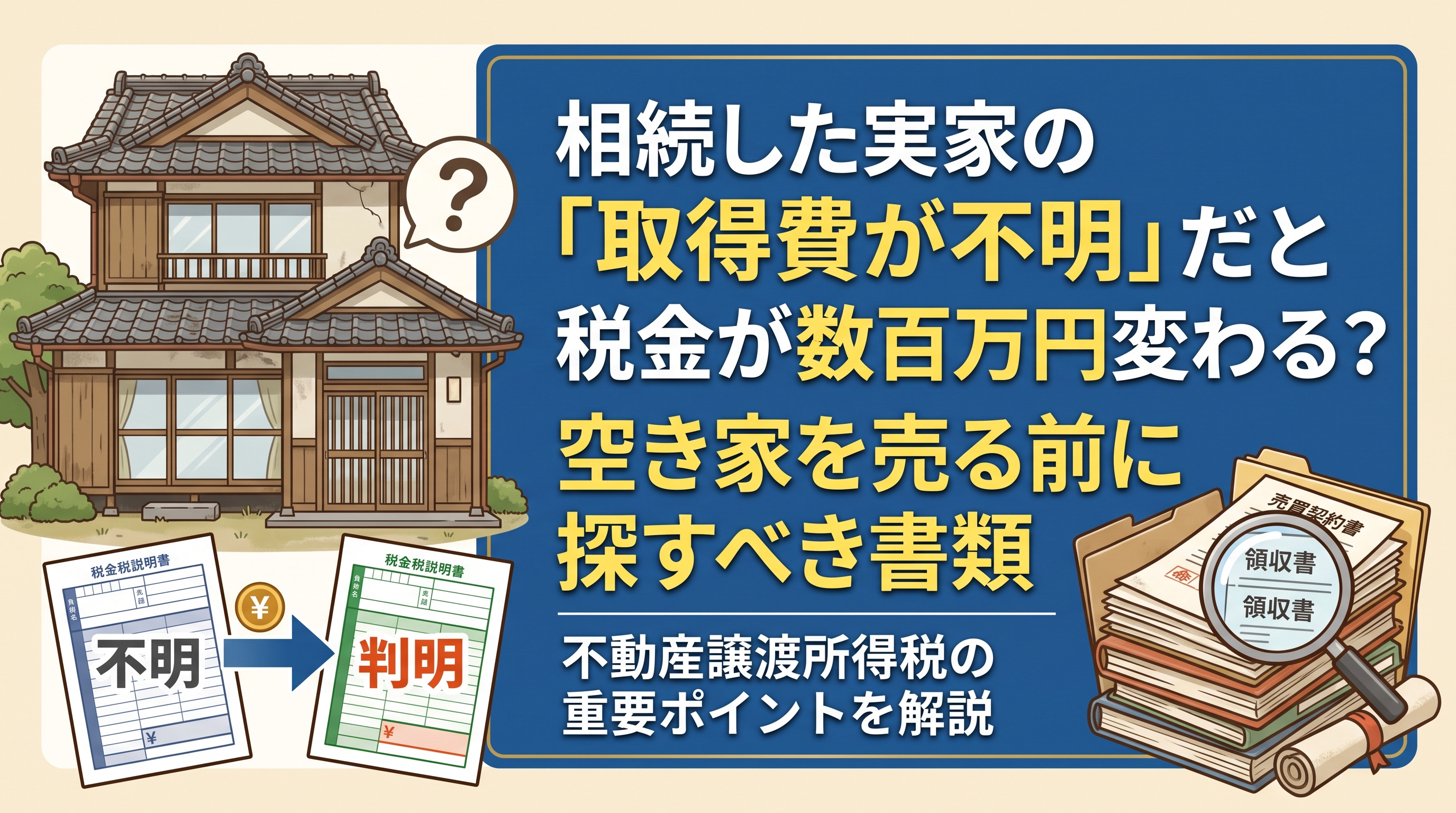 相続した実家の「取得費が不明」なら?売却時の税金対策 の画像