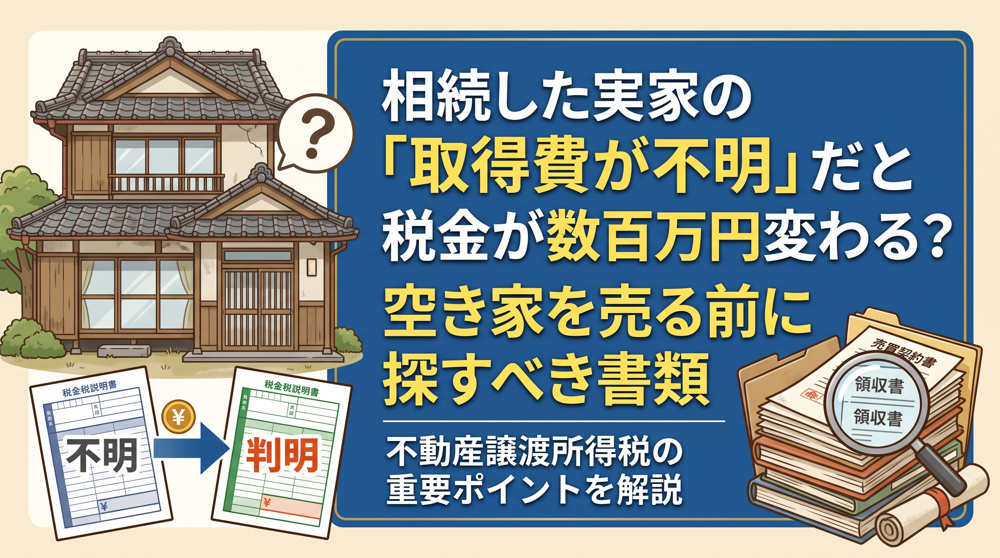 相続した実家の「取得費が不明」なら？売却時の税金対策 の画像