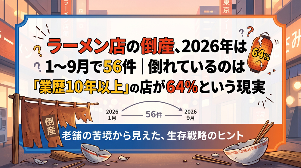 ラーメン店倒産56件、業歴10年以上が64%の現実の画像
