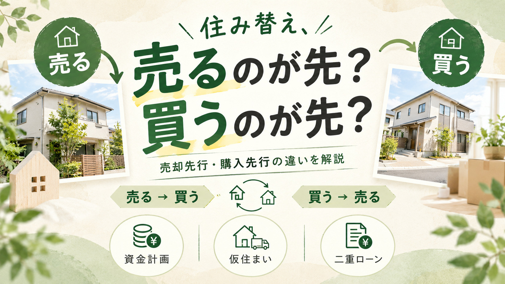 住み替え、売るのが先?買うのが先?|売却先行・購入先行の違いを解説の画像