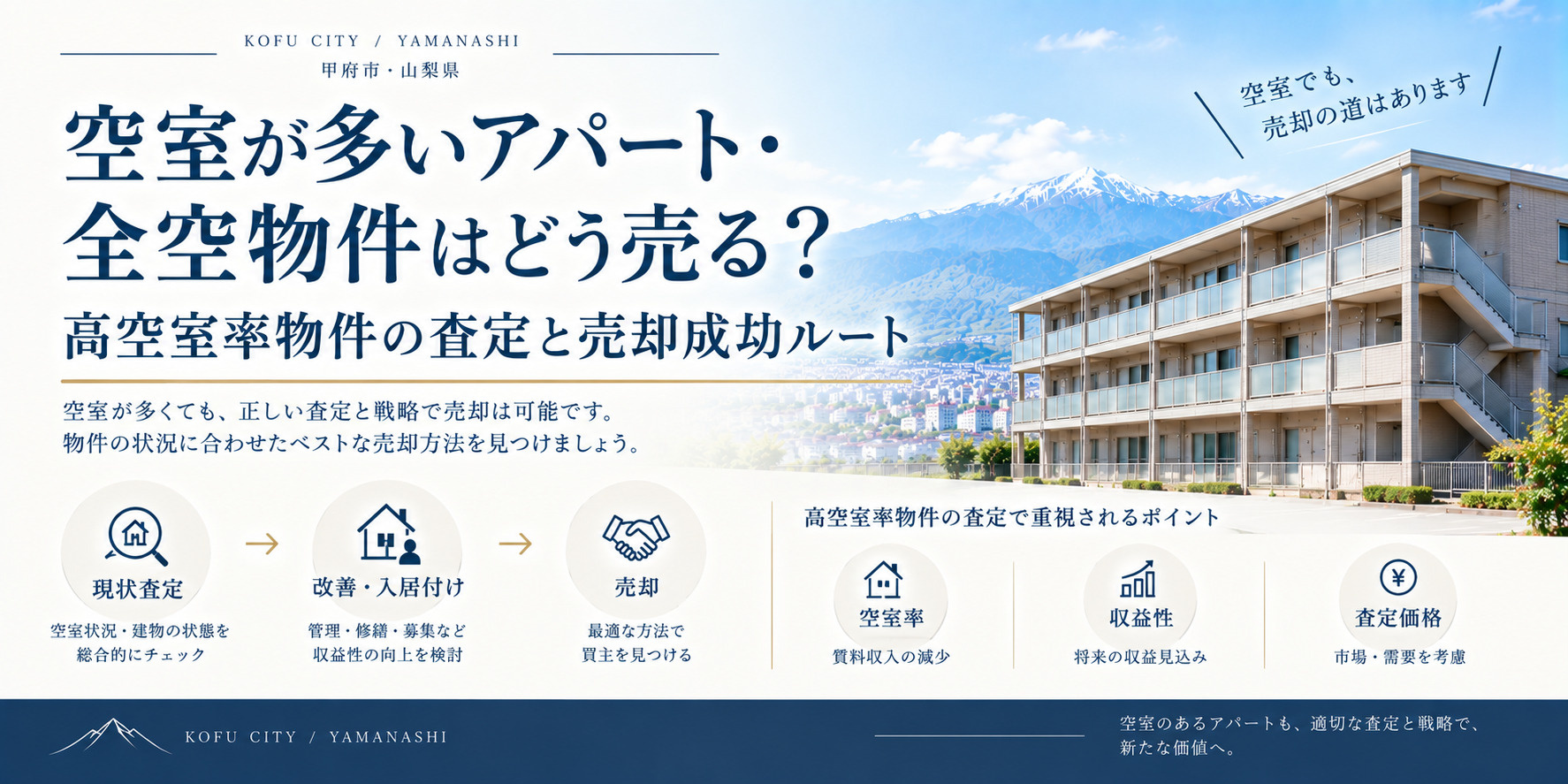 【山梨・甲府市】空室が多いアパート・全空物件はどう売る？高空室率物件の査定と売却成功ルートの画像