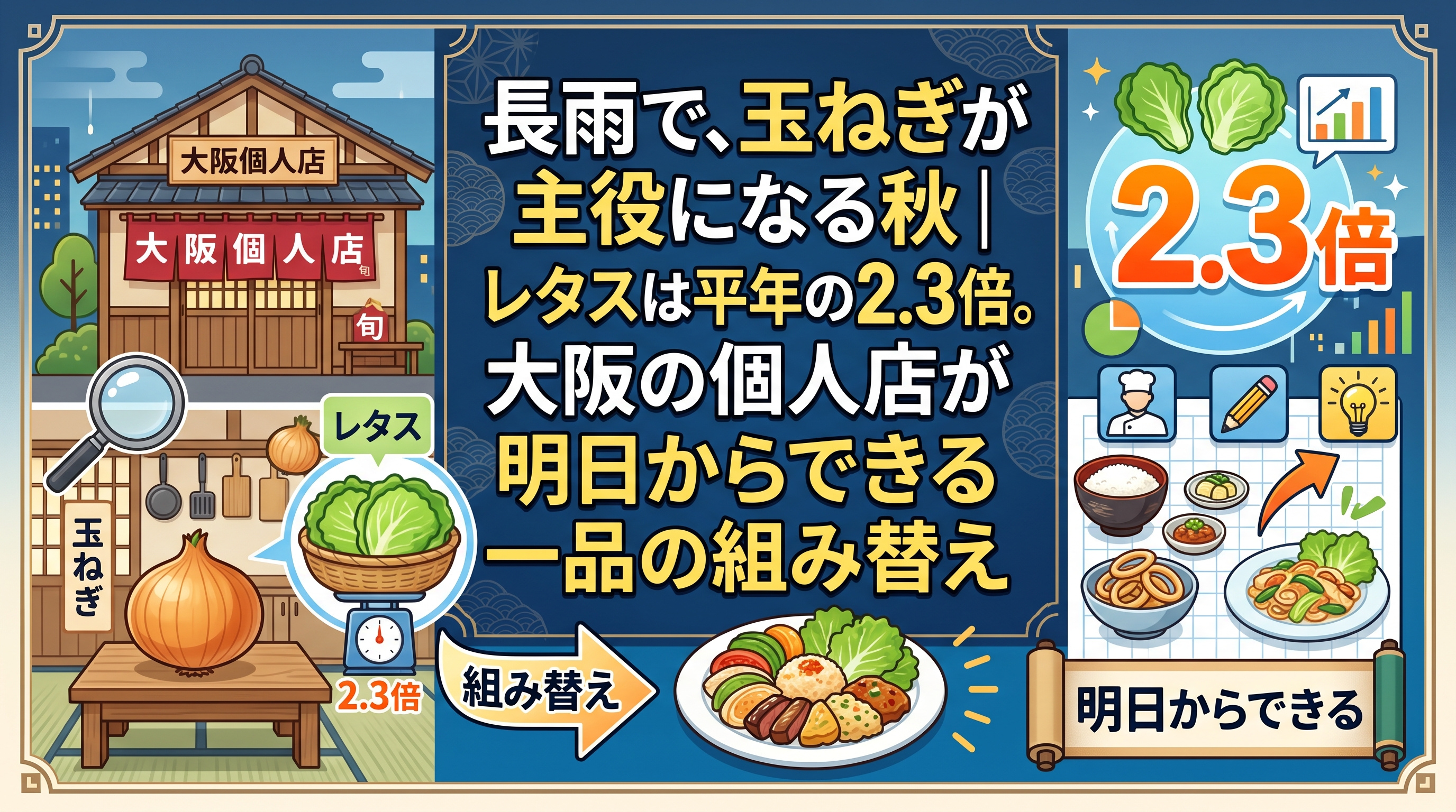 長雨で、玉ねぎが主役になる秋の画像