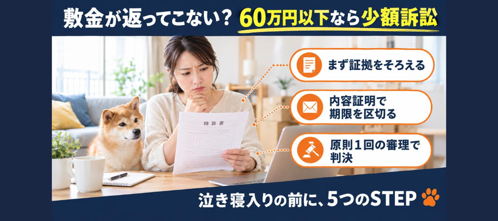 【完全版】敷金が返ってこないとき、泣き寝入りは必要？60万円以下なら「少額訴訟」で原則1回の審理で決着の画像