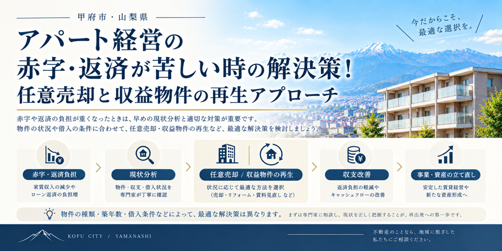 アパート経営の赤字・返済が苦しい時の解決策！任意売却と収益物件の再生アプローチの画像