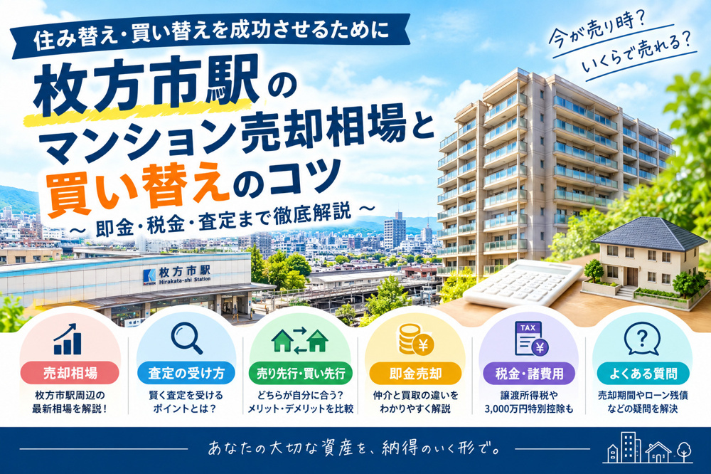枚方市駅マンション売却相場は今？即金で現金化するポイントを解説の画像