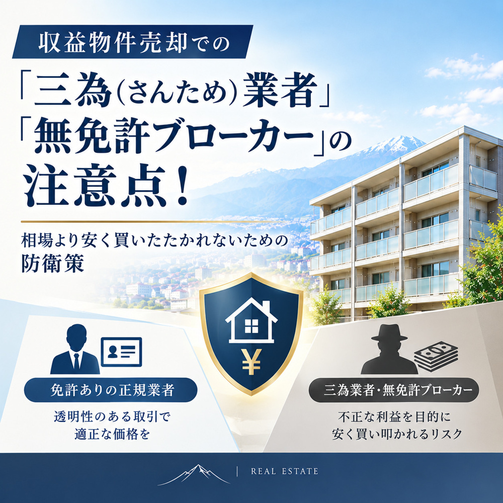 収益物件売却での「三為（さんため）業者」「無免許ブローカー」の注意点！相場より安く買いたたかれないための防衛策の画像