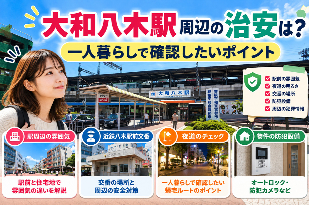 大和八木駅周辺の治安は？一人暮らしで確認したい防犯・夜道のポイントの画像