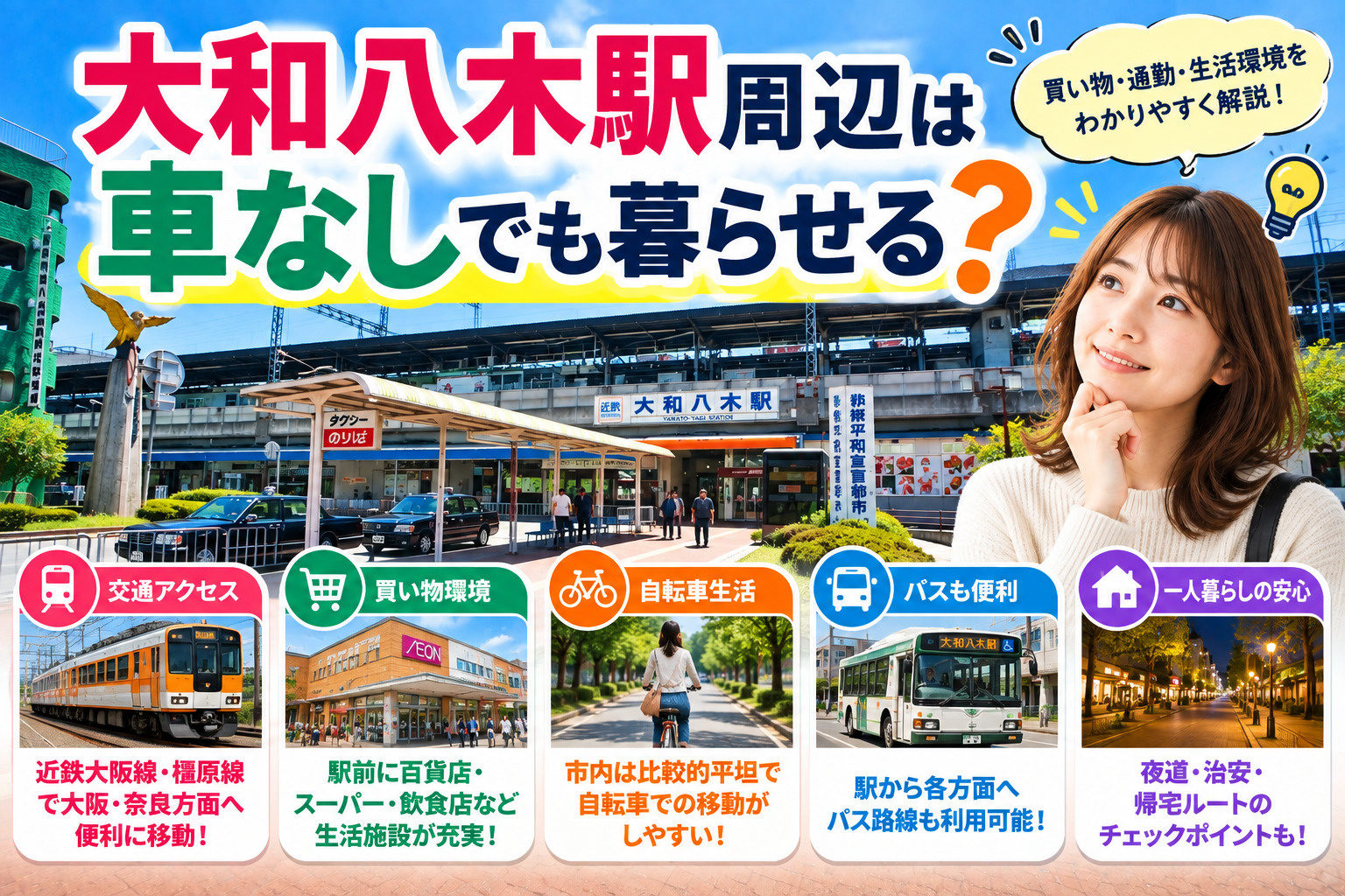 大和八木駅周辺は車なしでも暮らせる?買い物・通勤・自転車事情を解説の画像