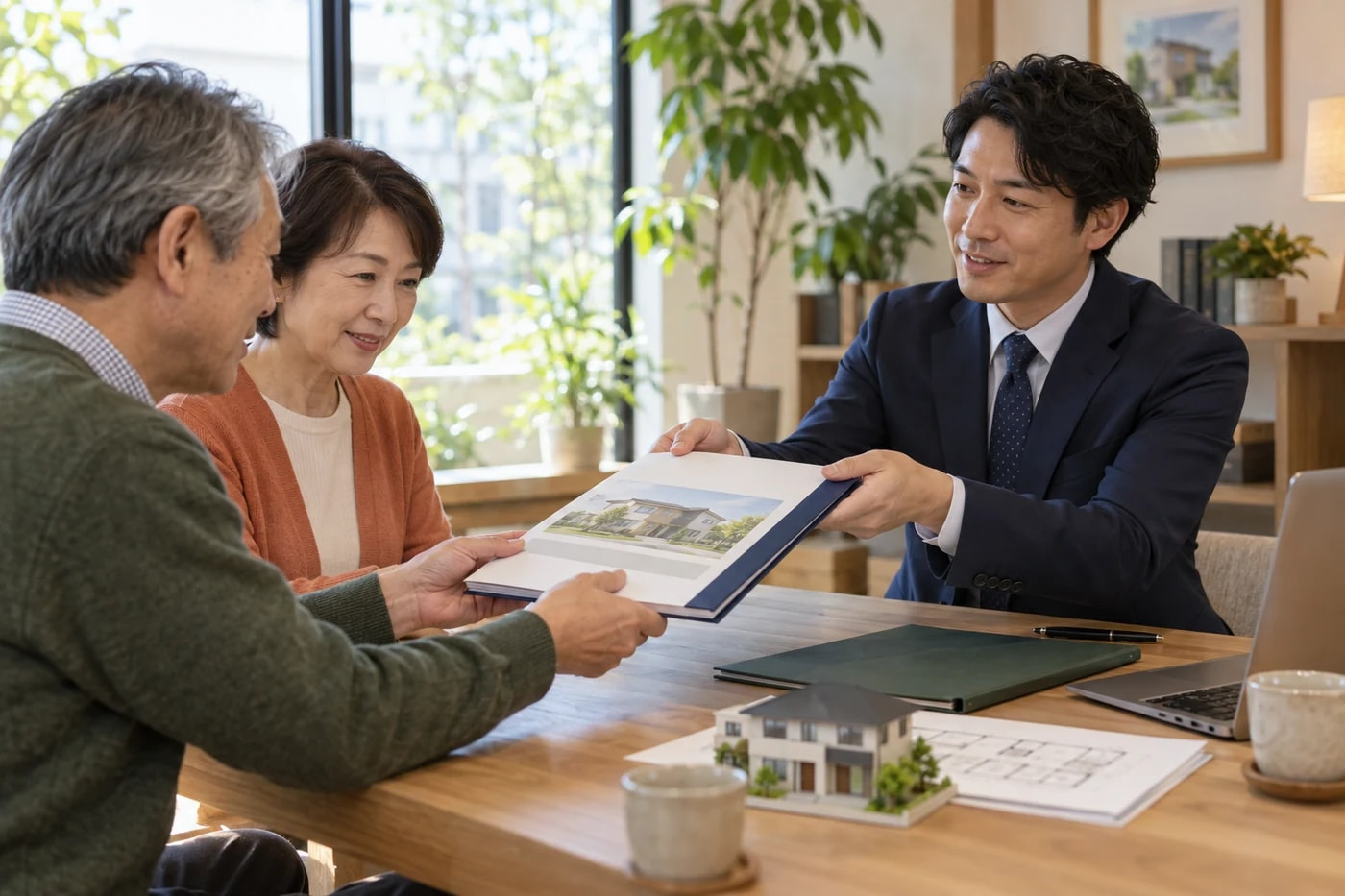 不動産の判断報告書を相談者へ説明する様子