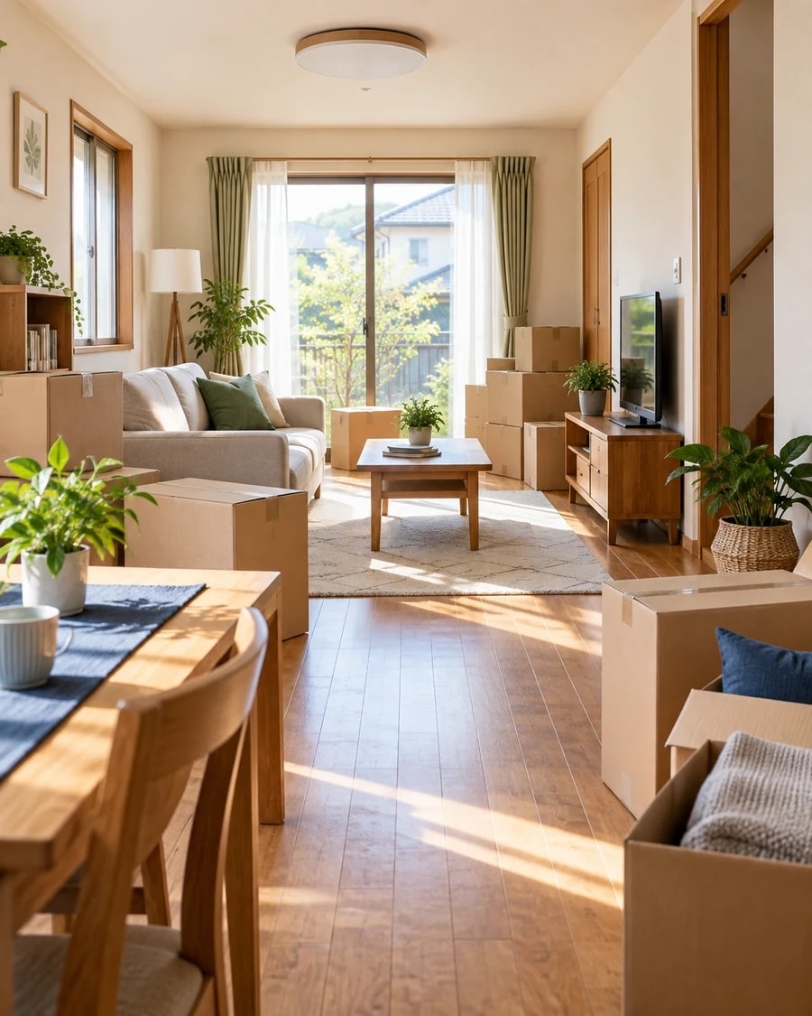 荷物が残っている住宅の室内