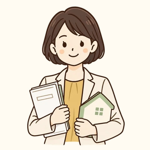 登記書類を持つ司法書士の人物イラスト