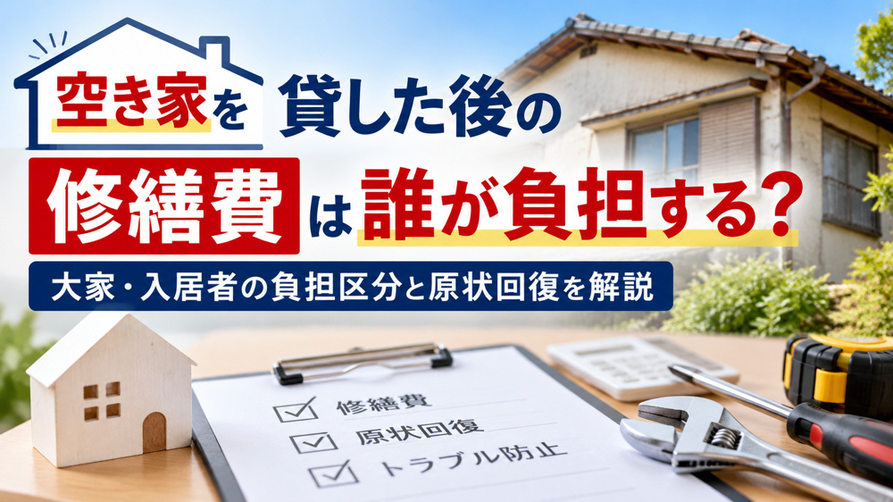 空き家を貸した後の修繕費は誰が負担する？大家・入居者の負担区分と原状回復を解説の画像