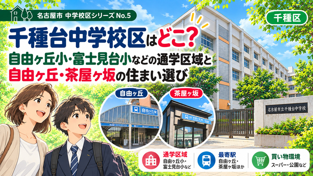 千種台中学校区はどこ？富士見台小・自由ケ丘小の通学区域と自由ヶ丘の住まい選びの画像