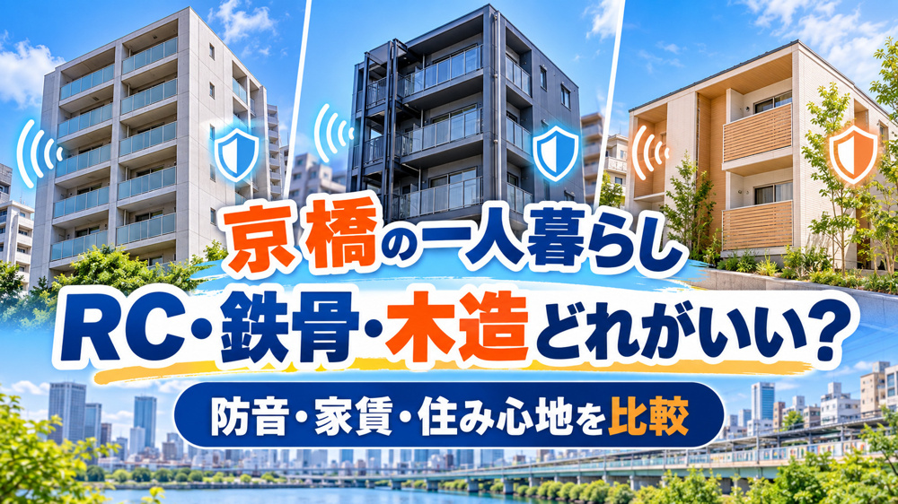 【2026年版】京橋で一人暮らし、RC造・鉄骨造・木造どれがいい？防音・家賃・住み心地を比較の画像