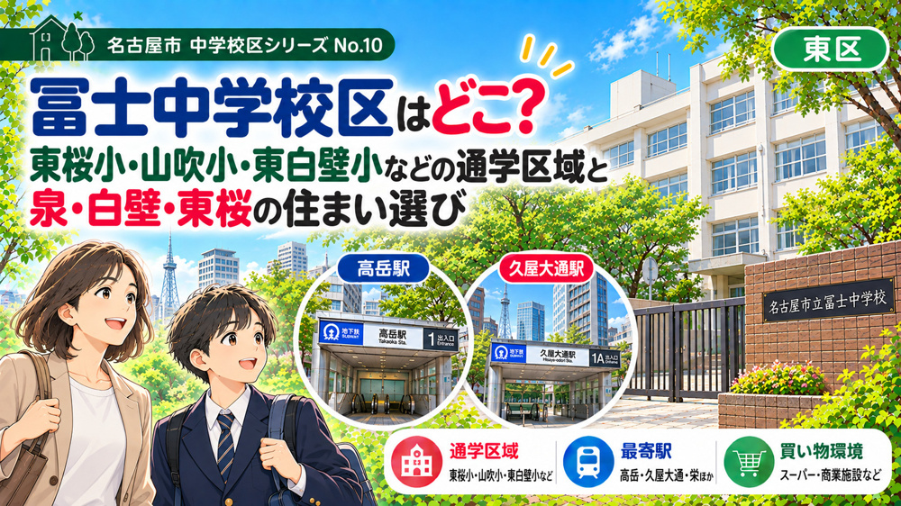 冨士中学校区はどこ？東桜小・山吹小・東白壁小の通学区域と高岳・白壁の住まい選び【名古屋市東区】の画像