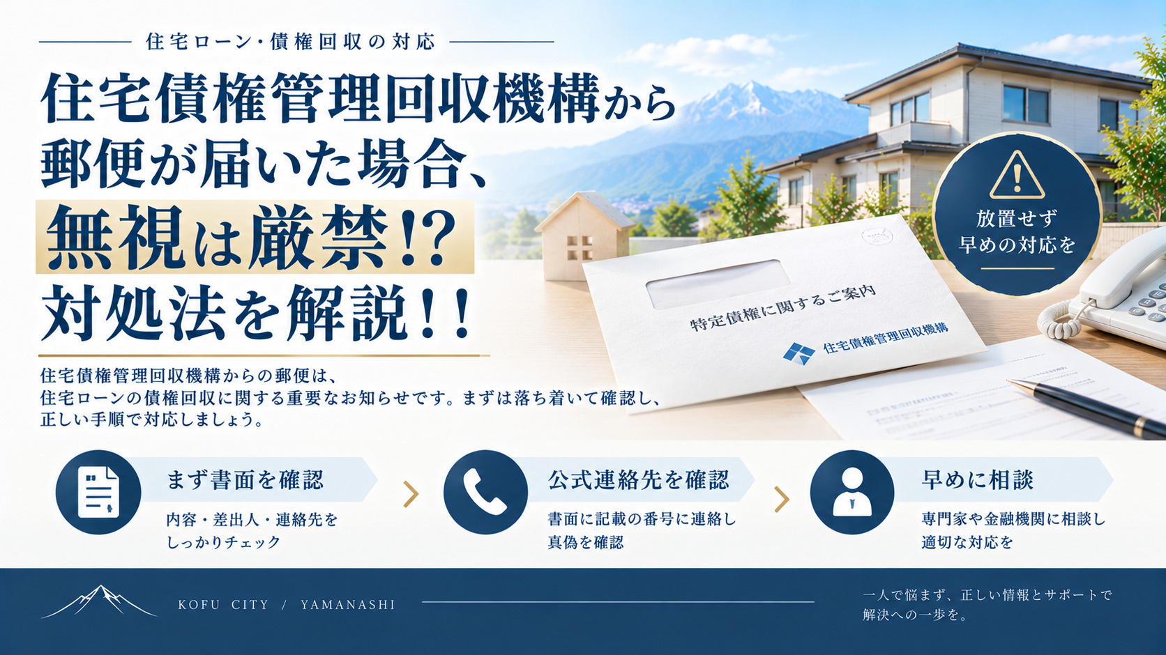 住宅債権管理回収機構から郵便が届いた場合、無視は厳禁!?対処法を解説!!の画像