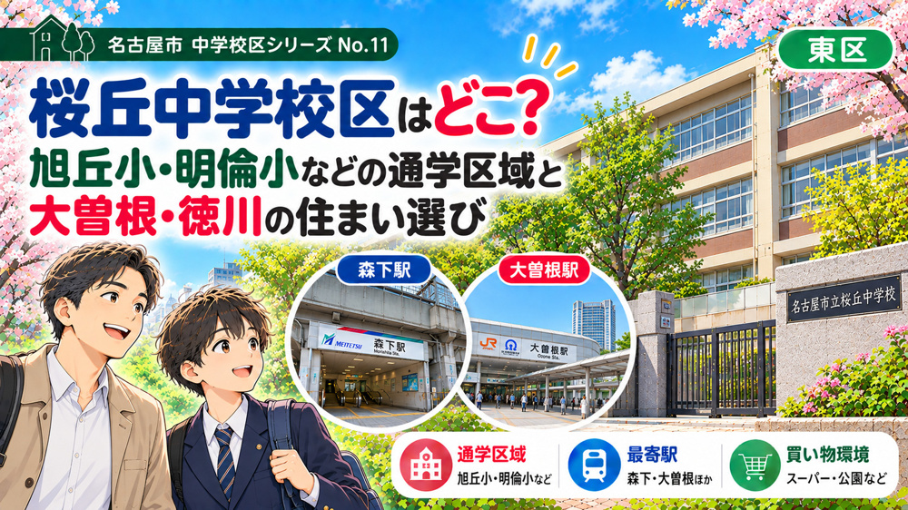 桜丘中学校区はどこ？旭丘小・明倫小の通学区域と大曽根・徳川・出来町の住まい選び【名古屋市東区】の画像