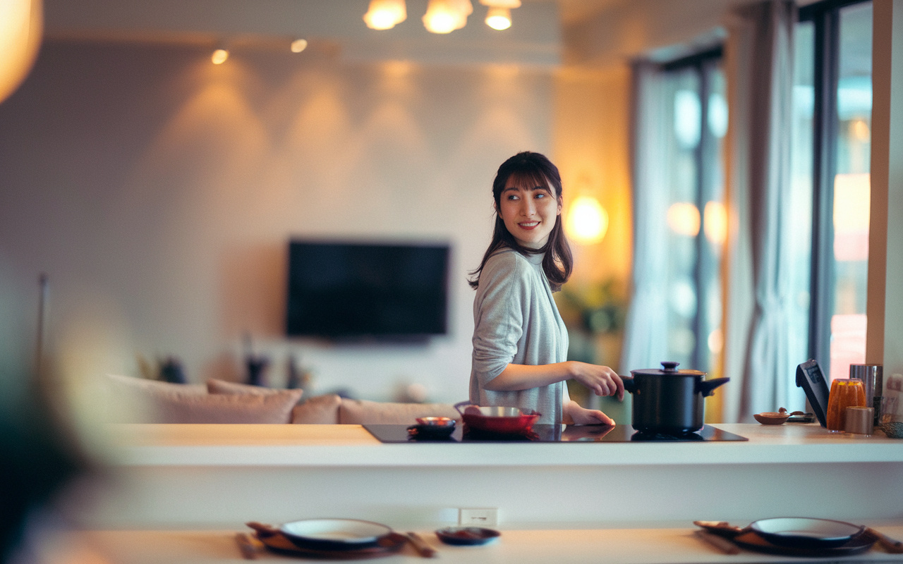 宝塚市で探す理想の賃貸!カウンターキッチンでテレビも食事も楽しむ方法の画像