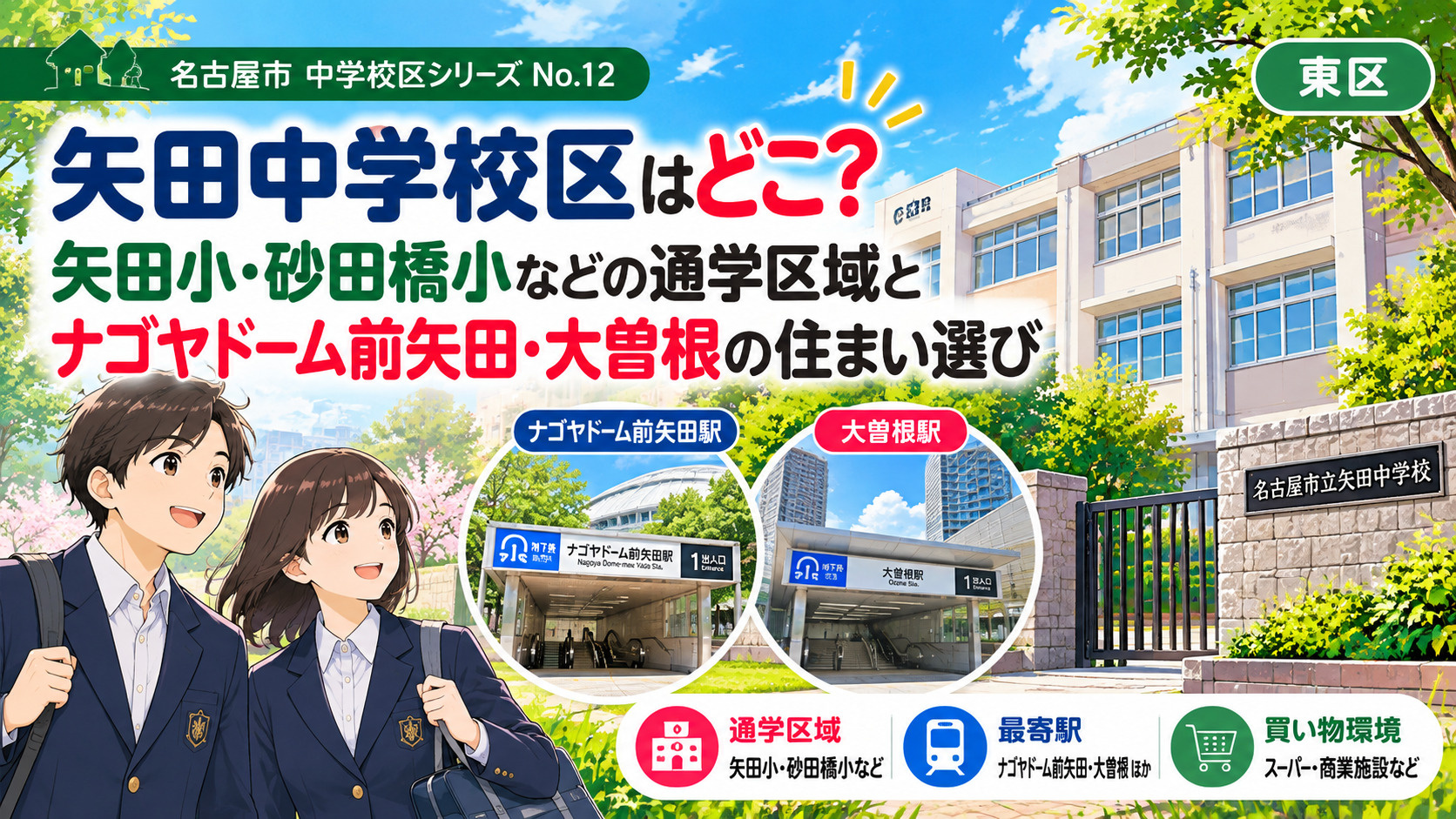矢田中学校区はどこ?矢田小・砂田橋小の通学区域とナゴヤドーム前・砂田橋の住まい選び【名古屋市東区】の画像
