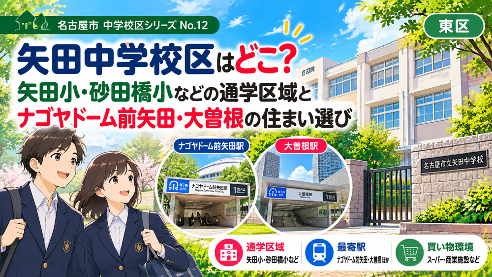 矢田中学校区はどこ？矢田小・砂田橋小の通学区域とナゴヤドーム前・砂田橋の住まい選び【名古屋市東区】の画像