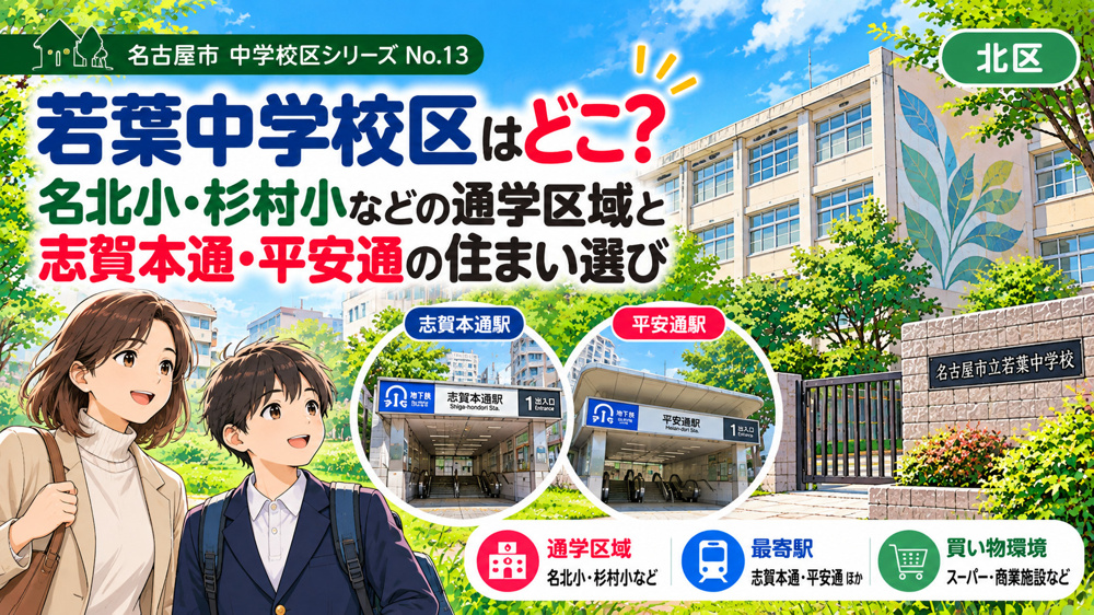 若葉中学校区はどこ？名北小・杉村小の通学区域と平安通・志賀本通の住まい選び【名古屋市北区】の画像