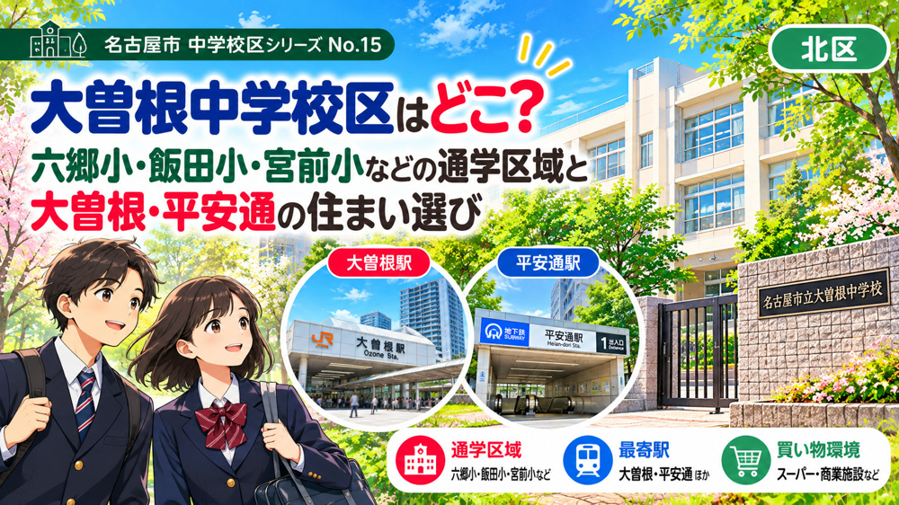 大曽根中学校区はどこ？飯田小など4校の通学区域と平安通・上飯田・大曽根の住まい選び【名古屋市北区】の画像