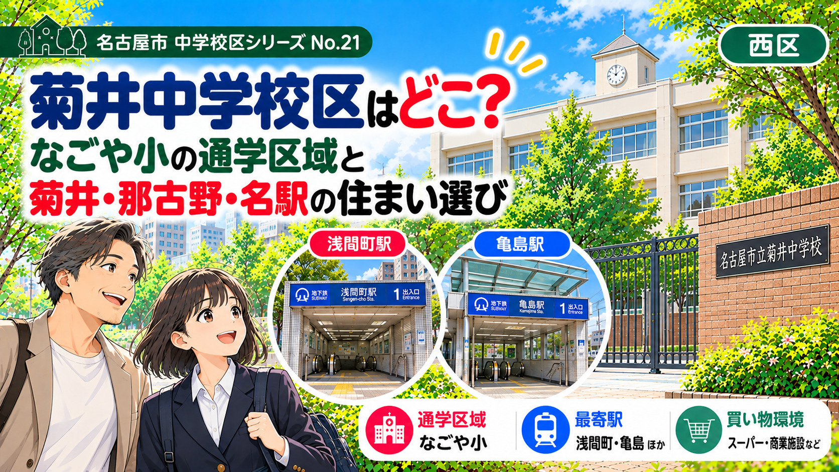 菊井中学校区はどこ?なごや小の通学区域と那古野・円頓寺・名駅北側の住まい選び【名古屋市西区】の画像