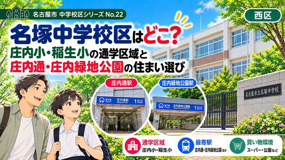 名塚中学校区はどこ？庄内小・稲生小の通学区域と庄内通・稲生周辺の住まい選び【名古屋市西区】の画像