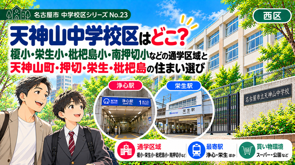 天神山中学校区はどこ？榎小など4校の通学区域と栄生・名西・枇杷島の住まい選びの画像