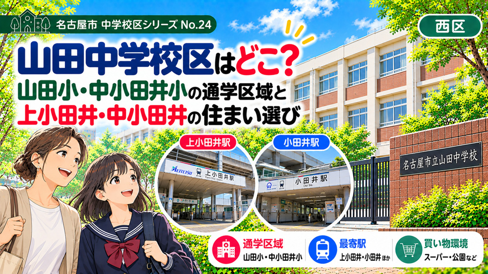 山田中学校区はどこ？山田小・中小田井小の通学区域と上小田井・mozo周辺の住まい選び【名古屋市西区】の画像