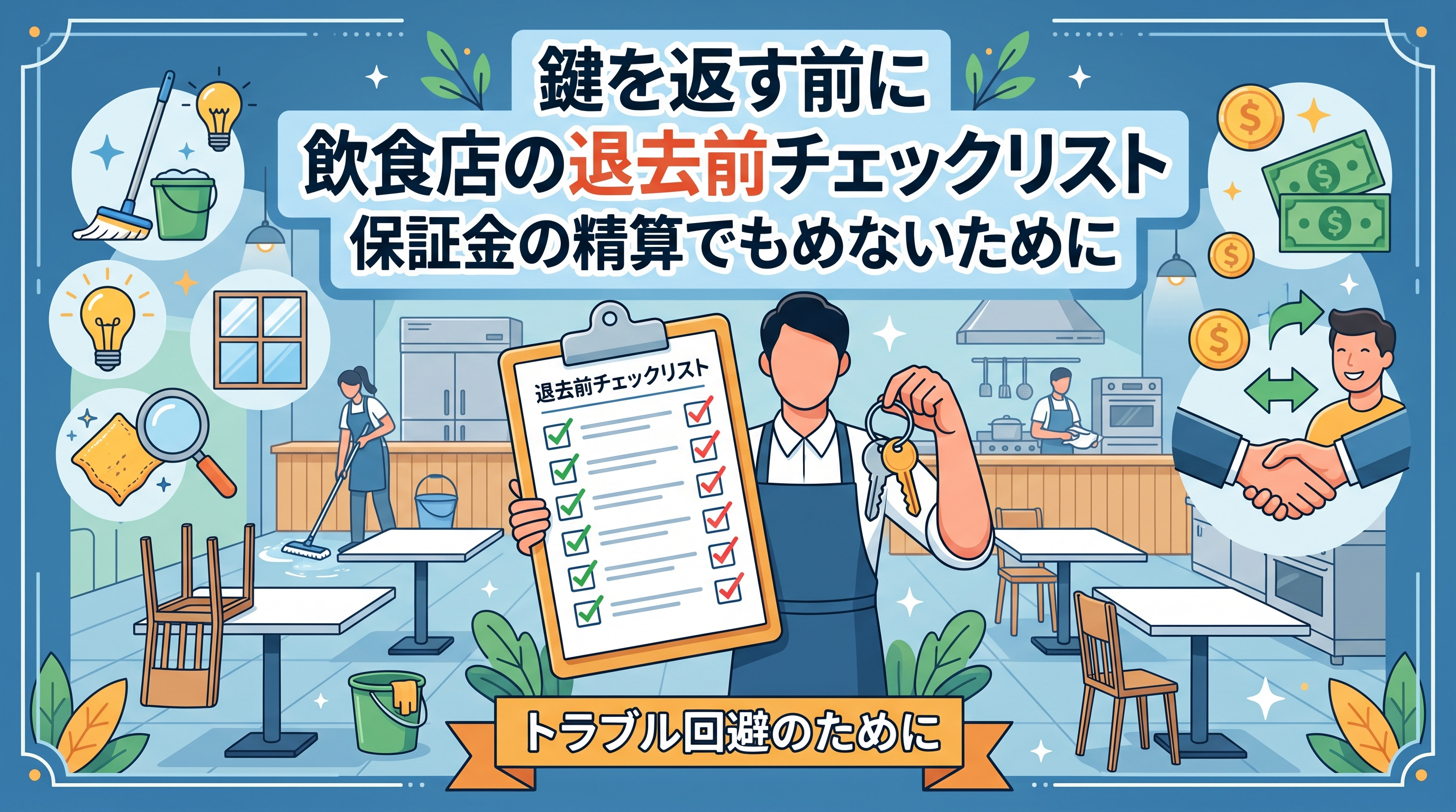 鍵を返す前に｜飲食店の退去前チェックリストの画像