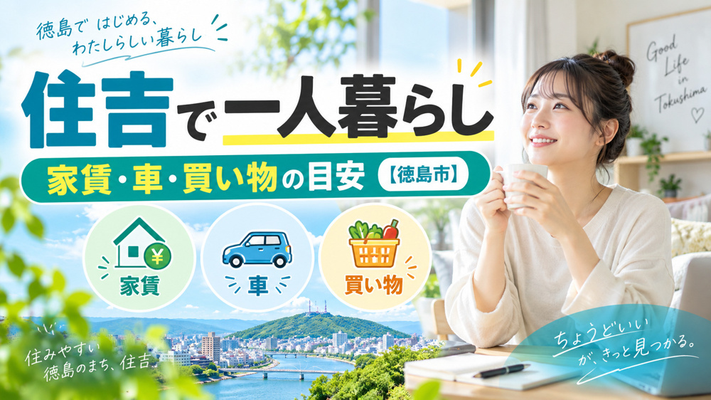 住吉で一人暮らし｜家賃・車・買い物の目安【徳島市】の画像