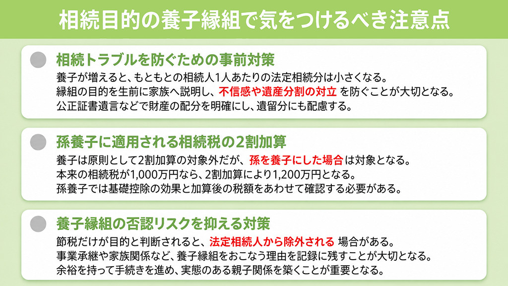 相続目的の養子縁組で気をつけるべき注意点