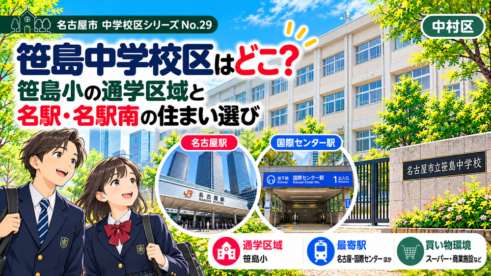 笹島中学校区はどこ？名駅・名駅南の通学区域と小中一貫の笹島小中学校【名古屋市中村区】の画像