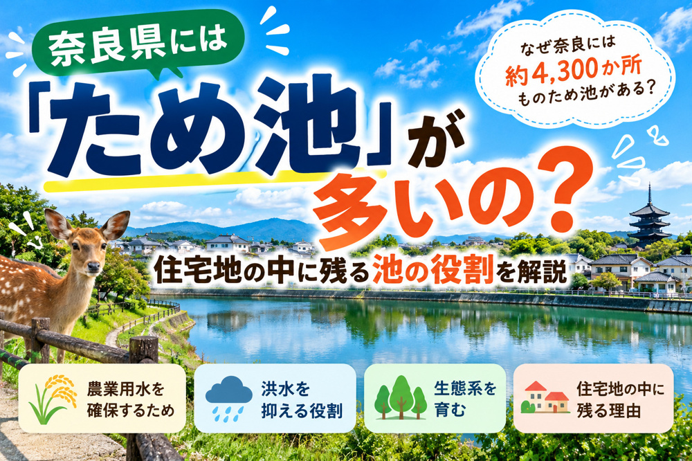奈良県にはなぜ「ため池」が多い？住宅地の中に残る池の歴史と役割を解説の画像