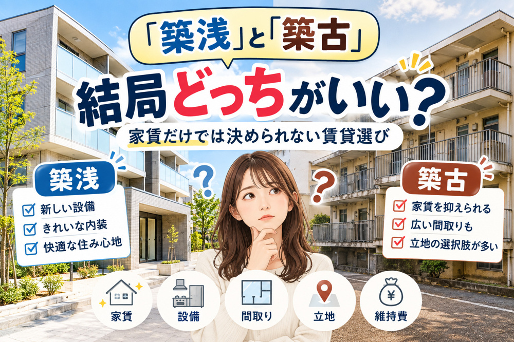 「築浅」と「築古」、結局どっちがいい？｜家賃だけでは決められない賃貸選びの画像