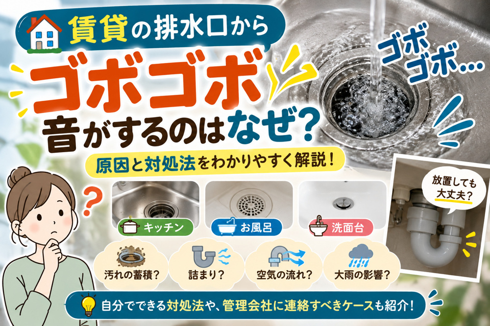 賃貸の排水口から「ゴボゴボ」音がするのはなぜ？原因と自分でできる対処法を解説の画像
