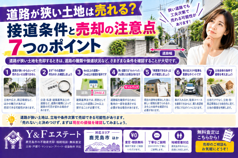 道路が狭い土地は売れる？接道条件と売却前に確認したい7つのポイントの画像