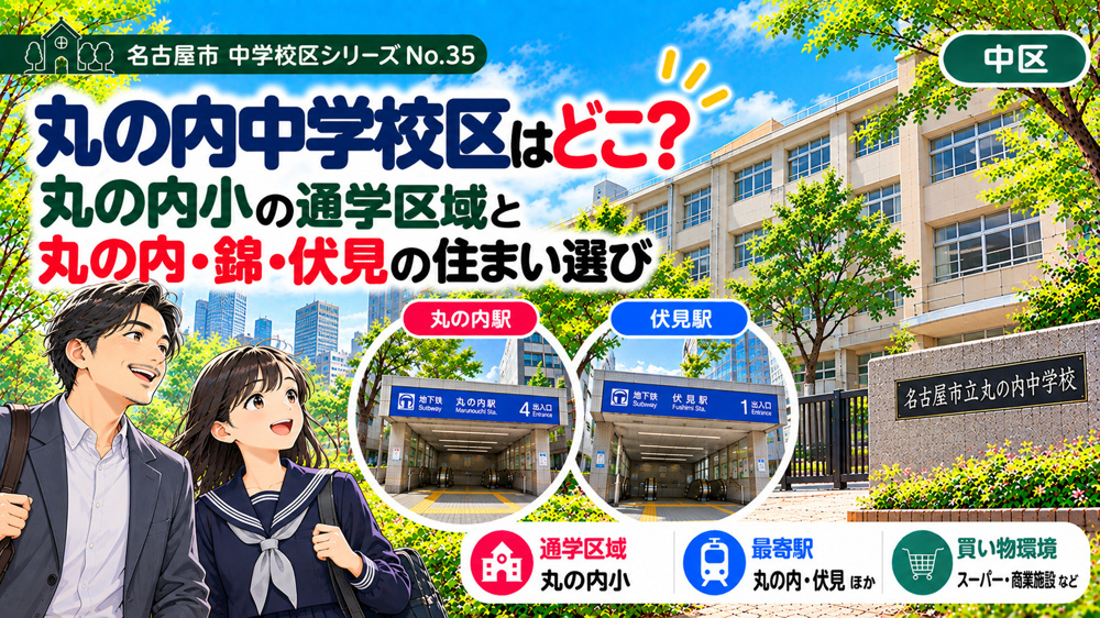 丸の内中学校区はどこ？丸の内小の通学区域と丸の内・三の丸周辺の住まい選び【名古屋市中区】の画像