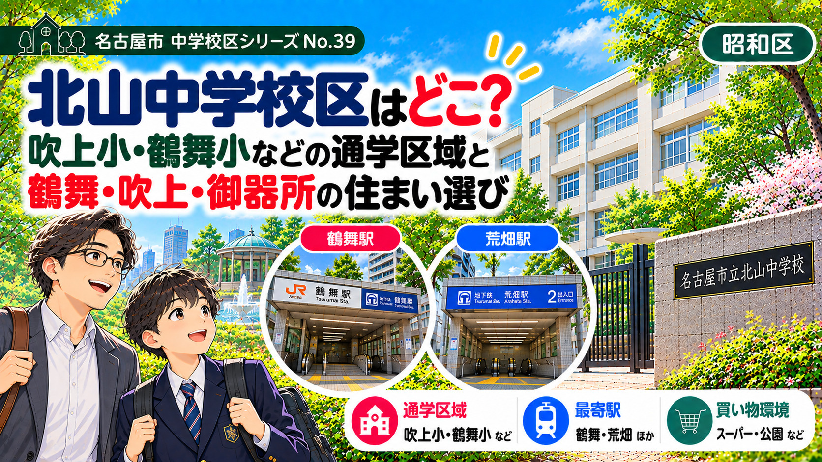 北山中学校区はどこ?吹上小・鶴舞小の通学区域と鶴舞・吹上周辺の住まい選び【名古屋市昭和区】の画像