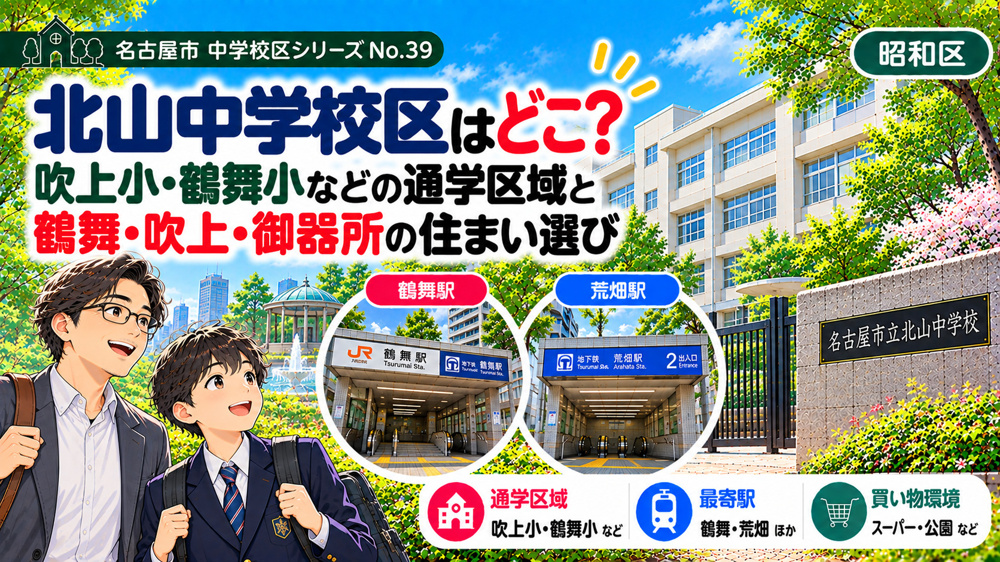 北山中学校区はどこ？吹上小・鶴舞小の通学区域と鶴舞・吹上周辺の住まい選び【名古屋市昭和区】の画像