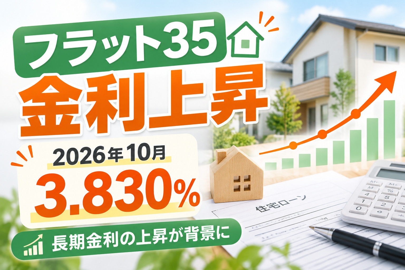 フラット35の金利が3.83％に急上昇！2026年10月は過去最高水準にの画像