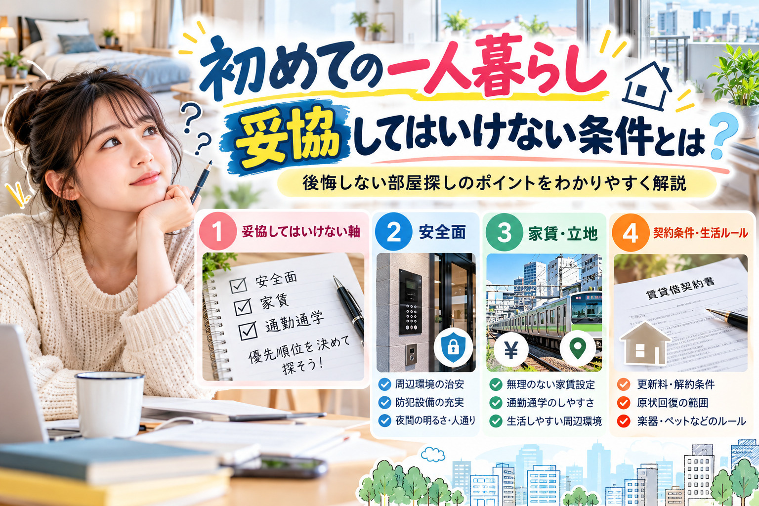 一人暮らしで妥協してはいけない条件は？後悔しない物件選びの考え方の画像