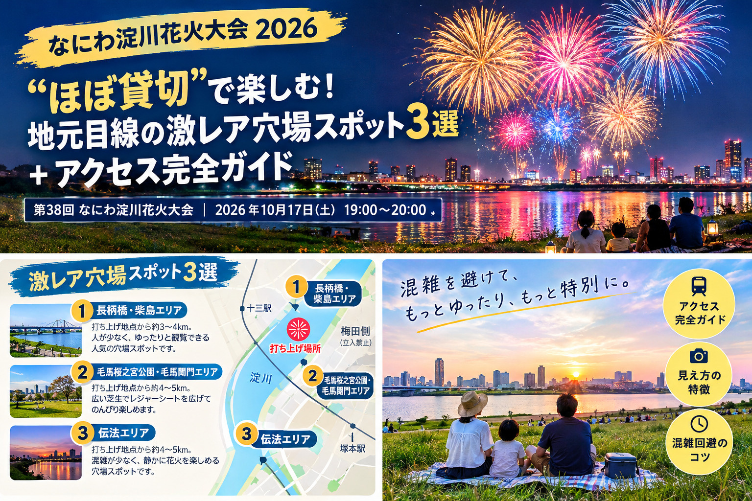 混雑を避けて2026年なにわ淀川花火大会を楽しむスポットをご紹介！の画像