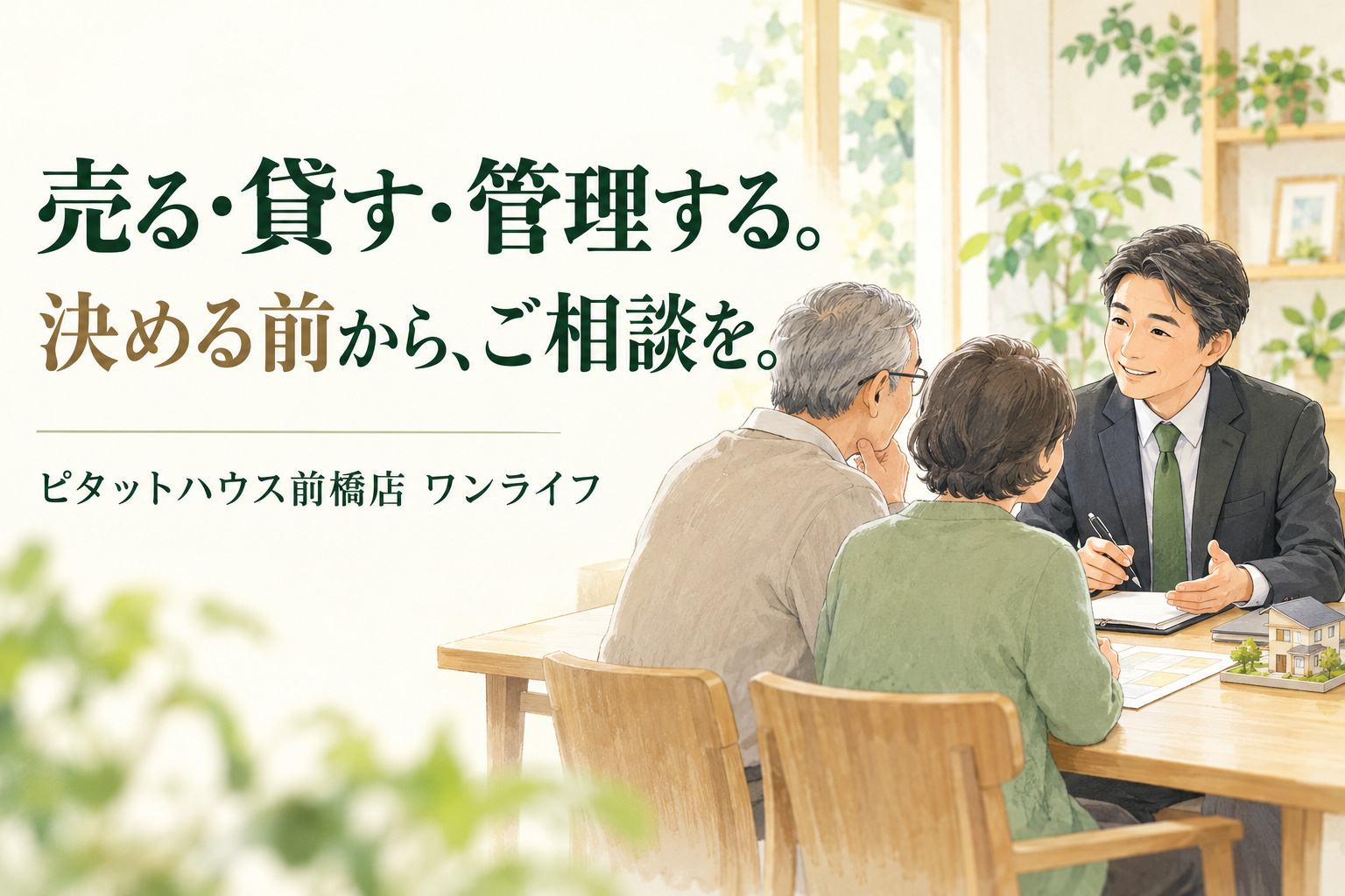 「前橋市の不動産相談｜売る・貸す・管理する。決める前から、ピタットハウス前橋店ワンライフへ」の画像