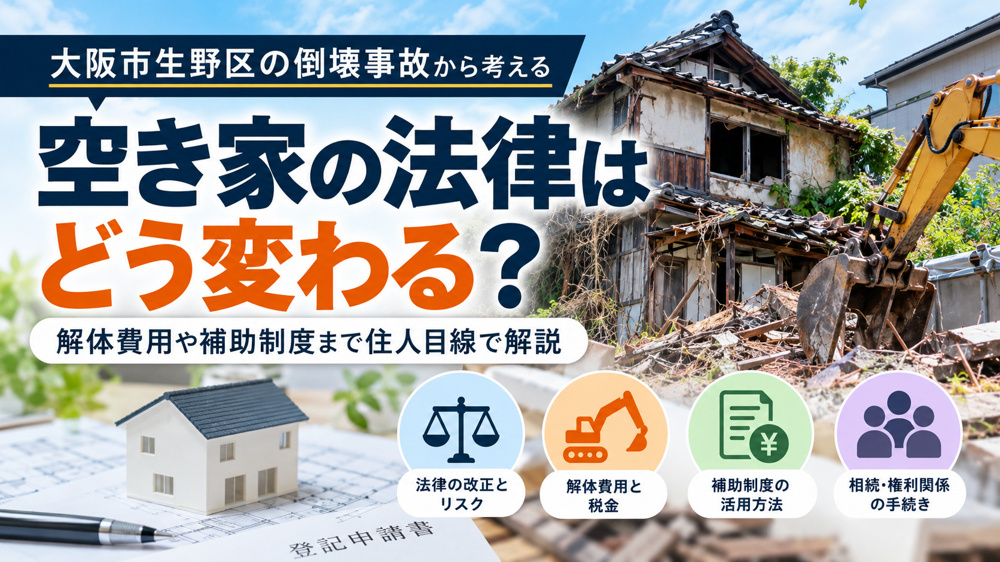 空き家を放置するとどうなる？大阪市生野区の倒壊事故から考える法律・解体費用・補助制度の画像