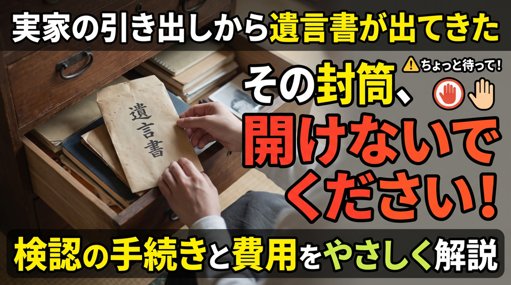「遺言書が出てきた」開けないで｜検認の手続きと費用の画像