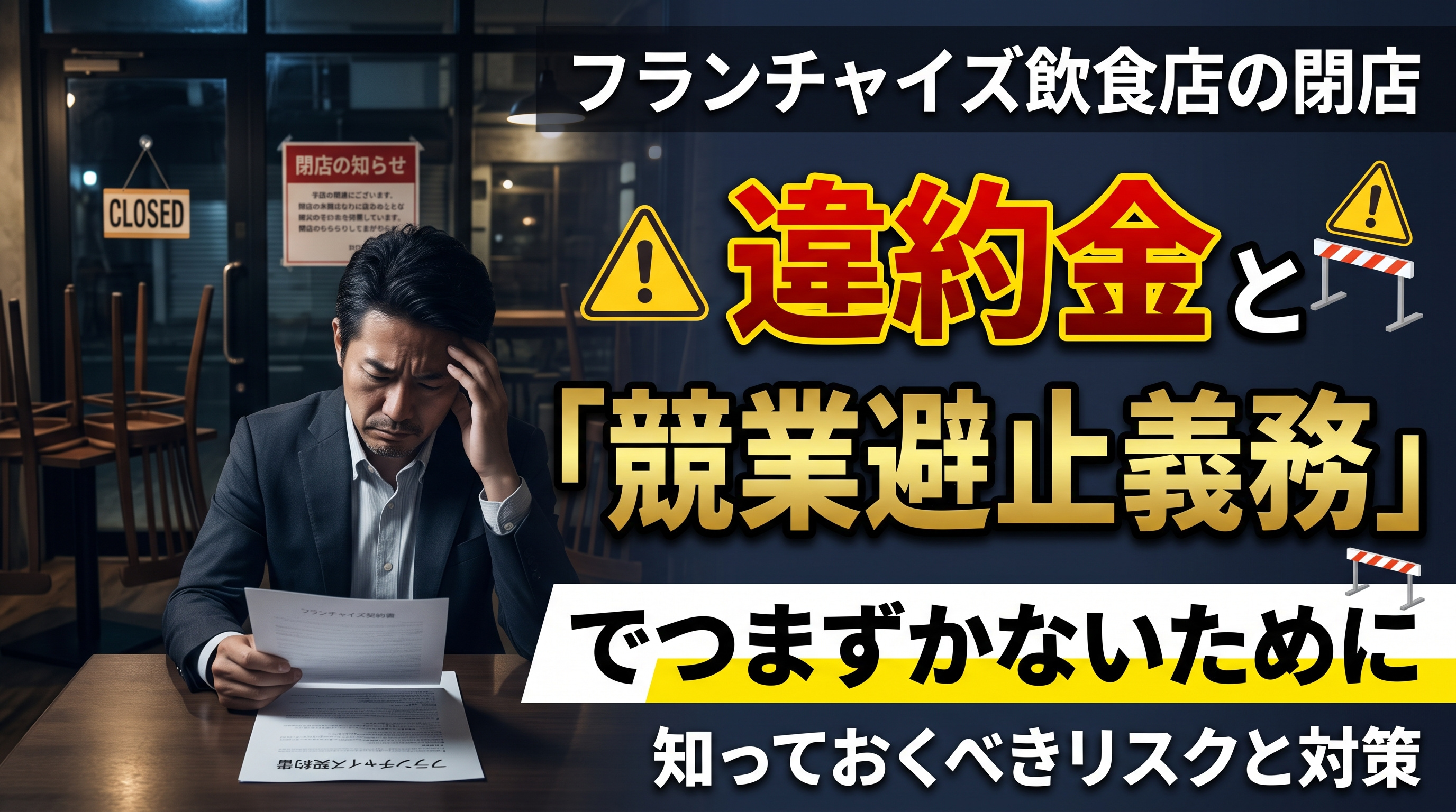 フランチャイズ店の閉店|違約金と競業避止の注意点の画像